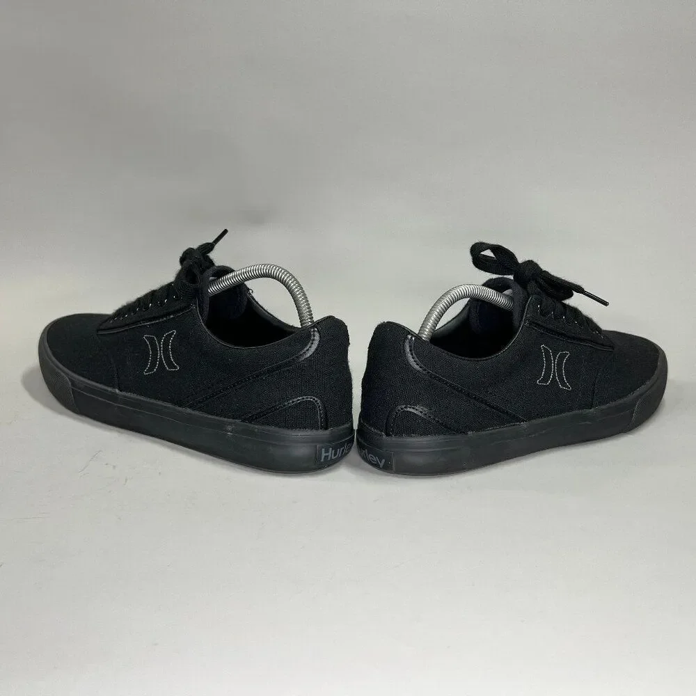 Hurley Arlo Shoes Men's Size 9.5 Black Canvas Low Lace Up Skateboarding Sneakers